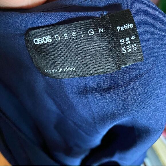 ASOS Design Maternity Blue Pleated Trapeze Wrap Dress Chiffon Long Sleeves - Picture 11 of 12